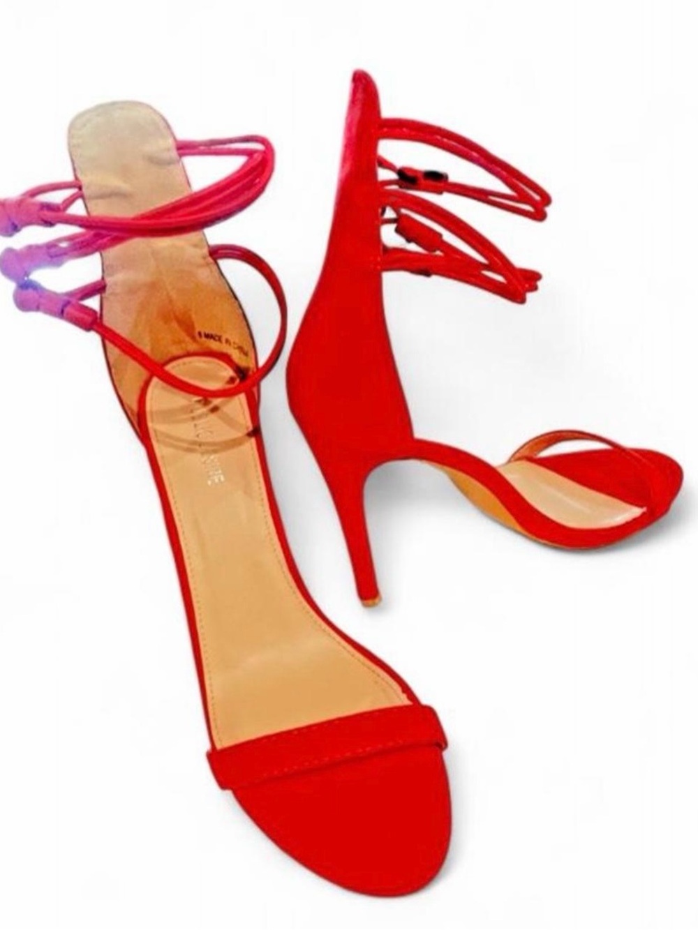 Public Desire Red Strappy Stiletto Heels size 8